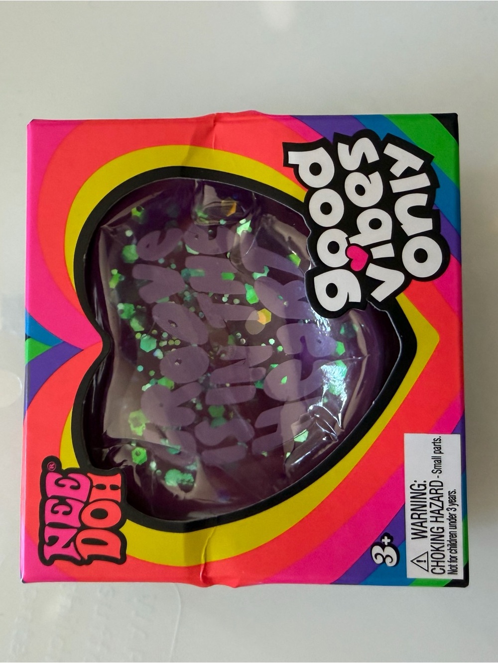 NeeDoh Squishy Heart Toy - Purple with Green Glitter